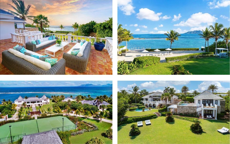 Collage of Villa Indigo in Anguilla, a brilliant villa for family celebrations at Christmas.