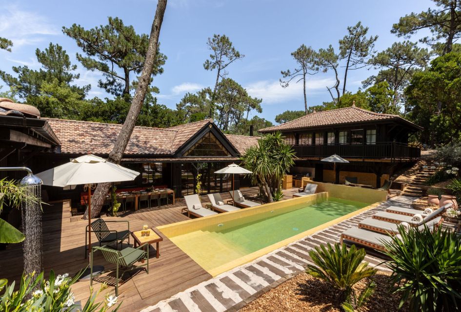 Close view of the outdoor spaces of Le Coeur du Ferret, one of our top large villas in France.